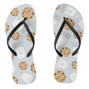 Tongs Lait heureux et biscuits bleu-clair