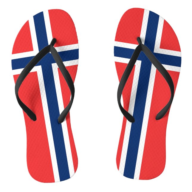 Tongs Lanières minces adultes avec drapeau de la Norvège (Semelle)