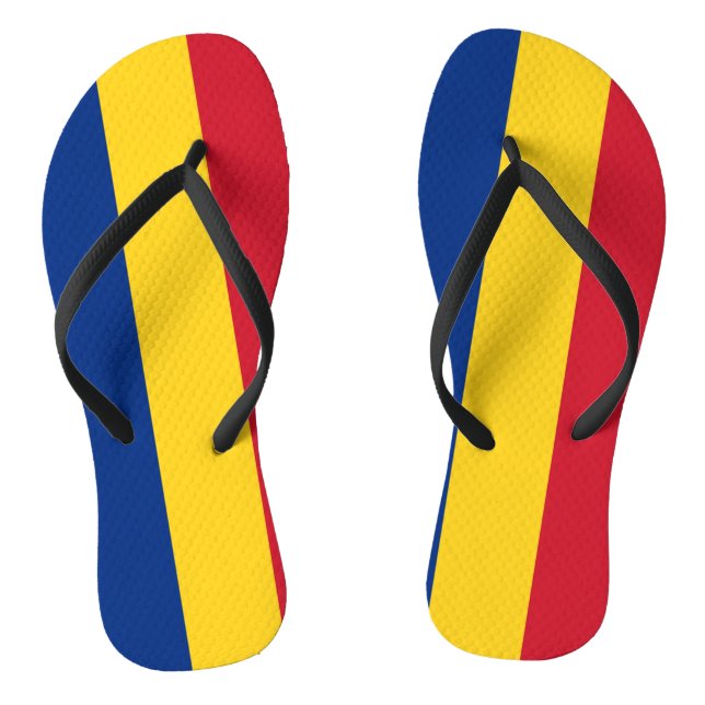 Tongs Lanières minces adultes avec drapeau de Roumanie (Semelle)