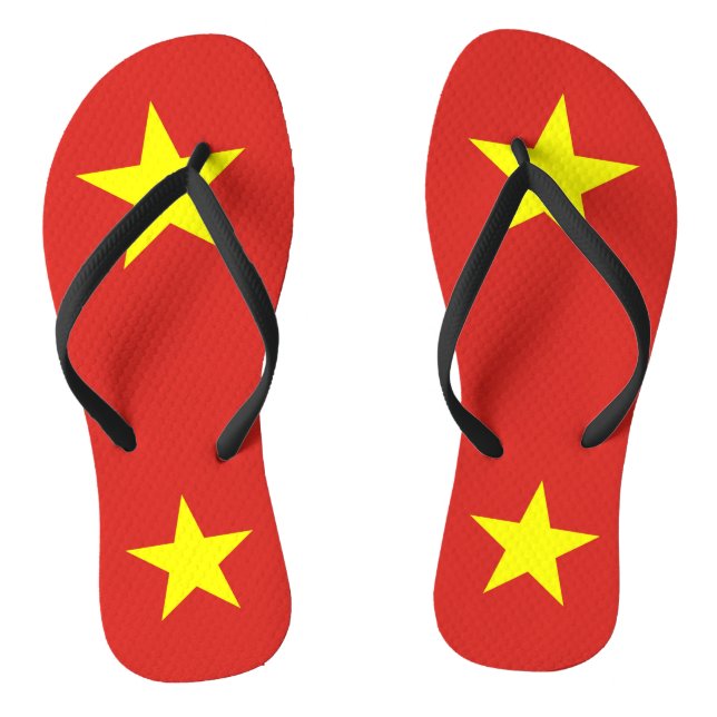 Tongs Lanières minces adultes avec drapeau du Vietnam (Semelle)