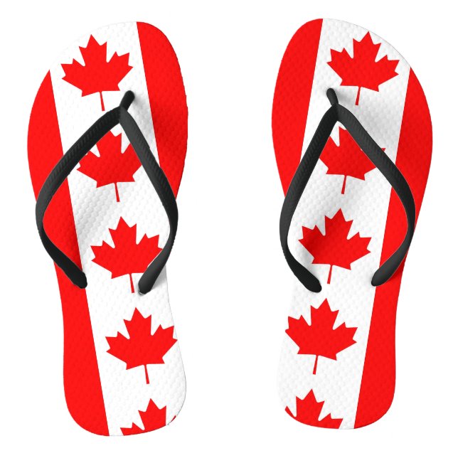 Tongs Lanières minces pour adultes avec drapeau du Canad (Semelle)