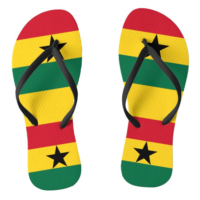 Tongs Lanières minces pour adultes avec drapeau du Ghana (Semelle)