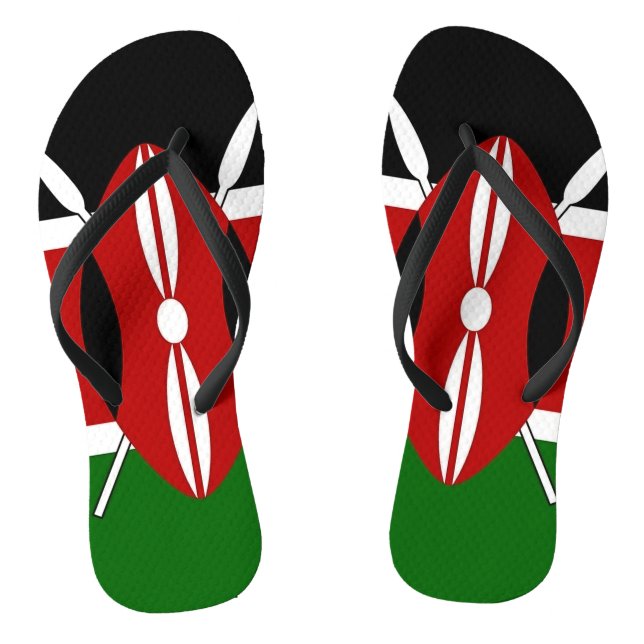 Tongs Lanières minces pour adultes avec drapeau du Kenya (Semelle)