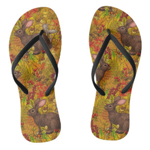 Tongs Lapin d'automne sur ocre
