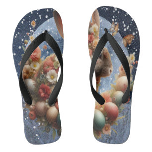 Tongs Lapin de Pâques en fleurs 