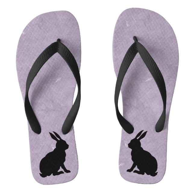 Tongs Lapin noir Silhouette Lapin de Pâques (Semelle)