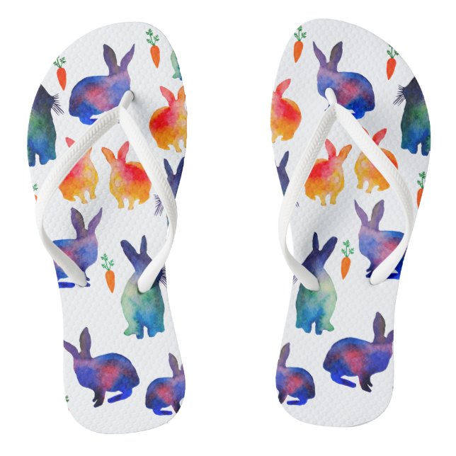 Tongs Lapins de Pâques à l'aquarelle colorée (Semelle)