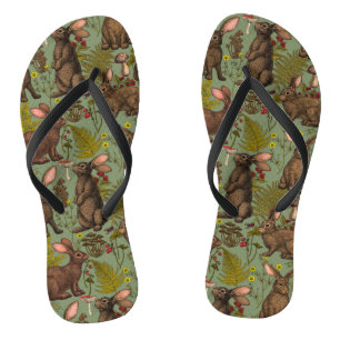 Tongs Lapins et flore boisée Flip Flops