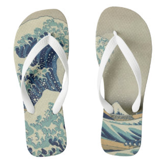 Tongs L'art japonais vintage, la grande vague de Hokusai