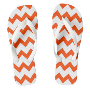 Tongs Le chevron design orange et blanc du zigzag
