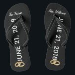 Tongs Le futur nom fait sur commande des bascules<br><div class="desc">Ces bascules électroniques nuptiales noires et blanches peuvent être customisées avec le nouveau nom de famille de la jeune mariée. Les bascules électroniques de mariage indique "future Mme" et a un endroit pour écrire la date de mariage du couple. Chaque chaussure également a décrit deux anneaux de mariage d'or. Les...</div>