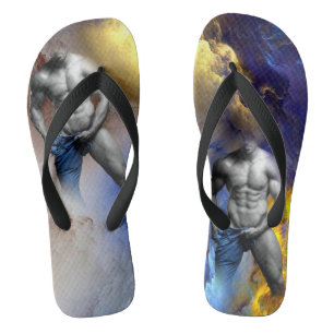 Tongs le physique d'homme musclé en nuances de gris de S