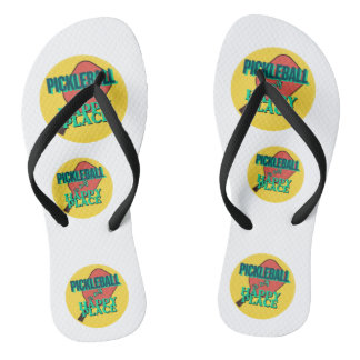 Tongs Le pickleball est mon endroit heureux avec des ton
