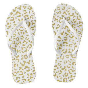Tongs Leopard d'or, Parties scintillant d'or, Empreinte 
