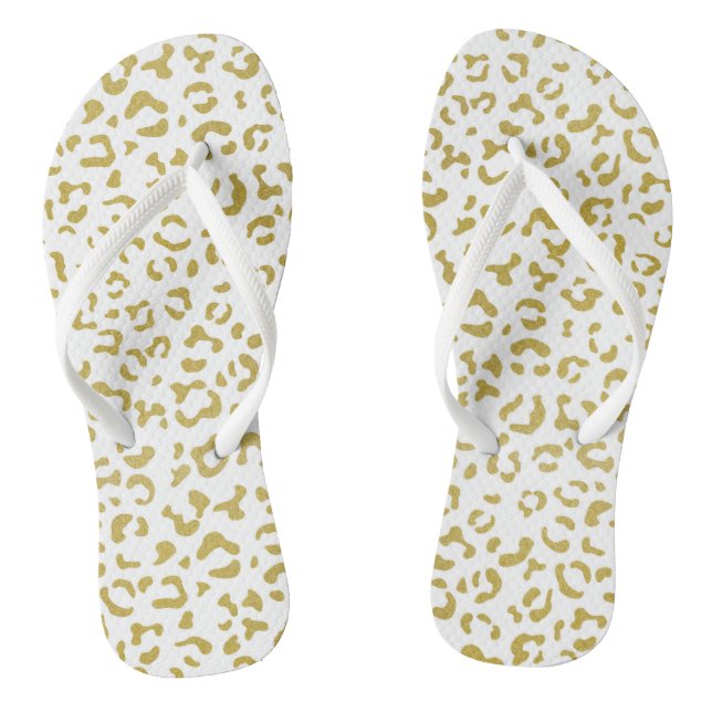 Tongs Leopard d'or, Parties scintillant d'or, Empreinte  (Semelle)