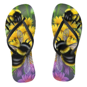 Tongs Les abeilles dans une prairie à fleurs