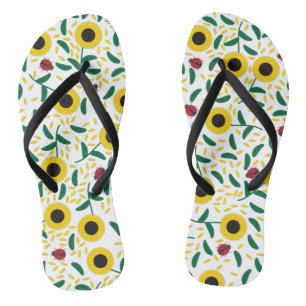 Tongs Les Patterns de Sunflowers et Ladybug