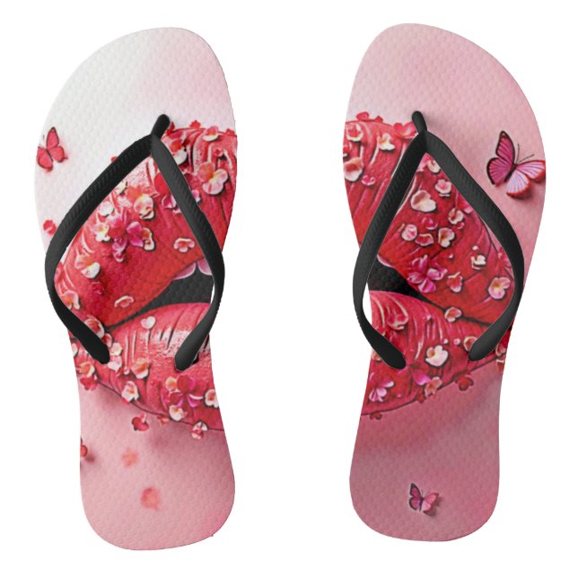 Tongs Lèvres en fleurs : Baiser papillon floral (Semelle)