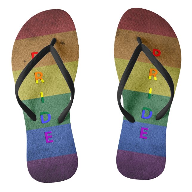 Tongs LGBT Rainbow Pride drapeau style rétro (Semelle)