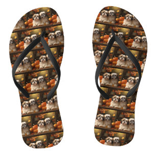 Tongs Lhasa Apso Chiot Automne Citrouille de plaisir