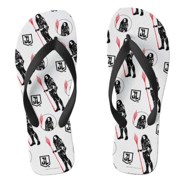 Tongs Ligue de Justice | Aquaman Pose Noir Pop Art (Semelle)