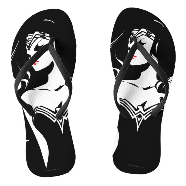 Tongs Ligue de Justice | Wonder Woman Noir Pop Art (Semelle)