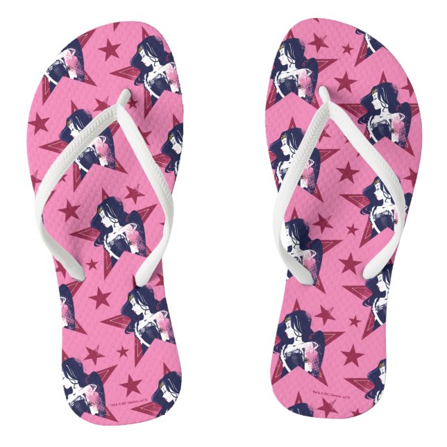 Tongs Ligue de Justice | Wonder Woman & Stars Pop Art (Semelle)