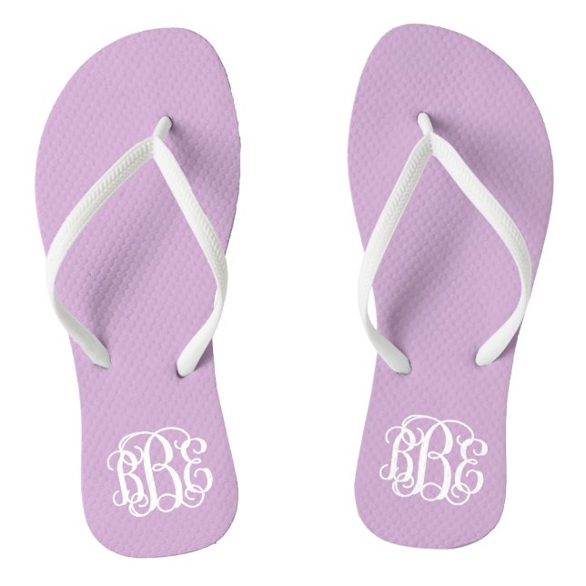 Tongs Lilac Purple Preppy Script Monogramme (Semelle)