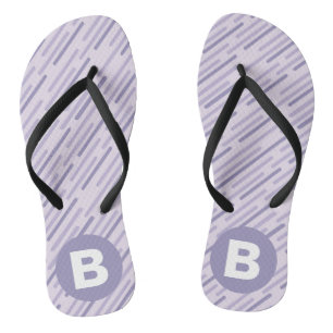 Tongs Lilas Moderne Violet Monogramme à Bandes Diagonale