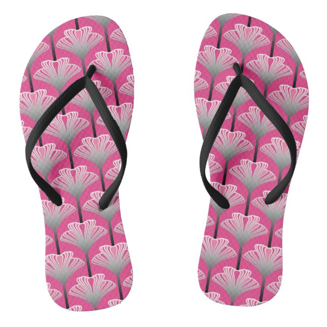 Tongs Lily Art déco, rose fuchsia et gris argent (Semelle)