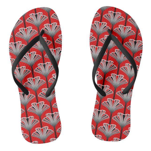 Tongs Lily Art déco, rouge profond et gris (Semelle)