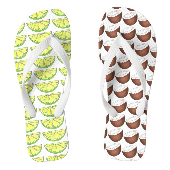 Tongs Lime et noix de coco Feuilles de fruits tropicales (Semelle)