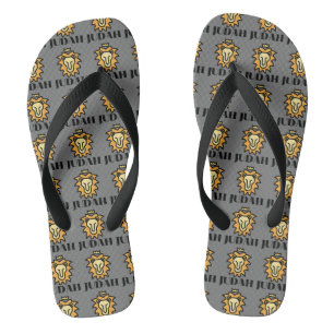 Tongs Lion De Juda Fondée Sur La Foi Gris Tout-En-Dessus