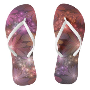 Tongs Lit De Fleurs Coloré brillant Abstrait Fractage Ar