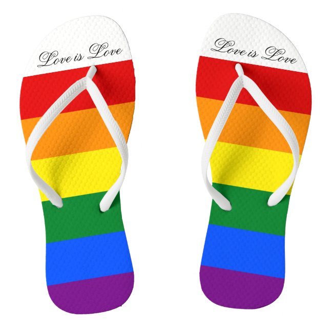 Tongs Love is Love Typography Gay pride LGBT Rainbow (Semelle)