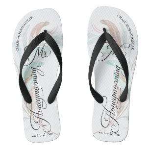 Tongs Lune de miel M. Aquarelle Eucalyptus Feuilles