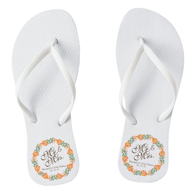 Tongs M. & Mme Elegant Floral Mariage Flip Flops (Semelle)