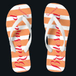 Tongs Maid personnalisé d'honneur rouge et corail<br><div class="desc">Personnalisé Rouge et Corail Orange Sherbert Stripes Motif - Changez dans n'importe quelle couleur en cliquant sur personnaliser. Et dis tout ce que tu veux. Faites-en un de ces flip flops qui ont VOTRE message sur eux. Parlez de la plage !</div>