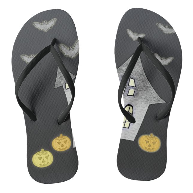 Tongs Maison d'Halloween, Chats noirs, Chats, Chauves-so (Semelle)