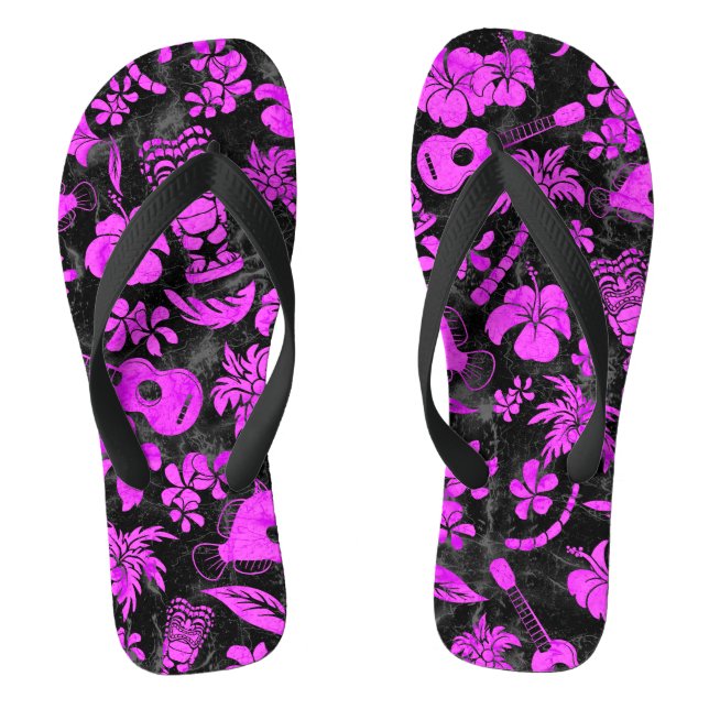 Tongs Makapuu Beach Batik hawaïen - Fuchsia (Semelle)
