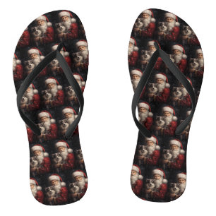 Tongs Malamute d'Alaska avec Noël du Père Noël