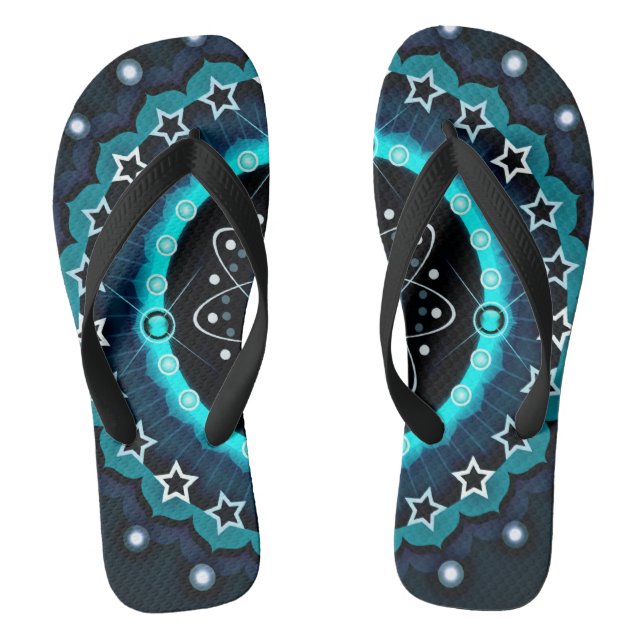 Tongs Mandala kaléidoscope avec fond noir  (Semelle)