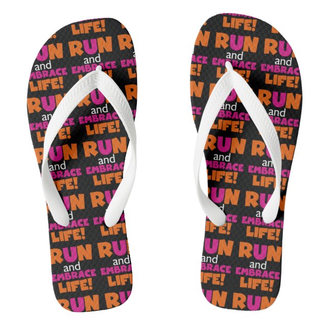 Tongs Marathon de course de course de texte rose orange (Semelle)