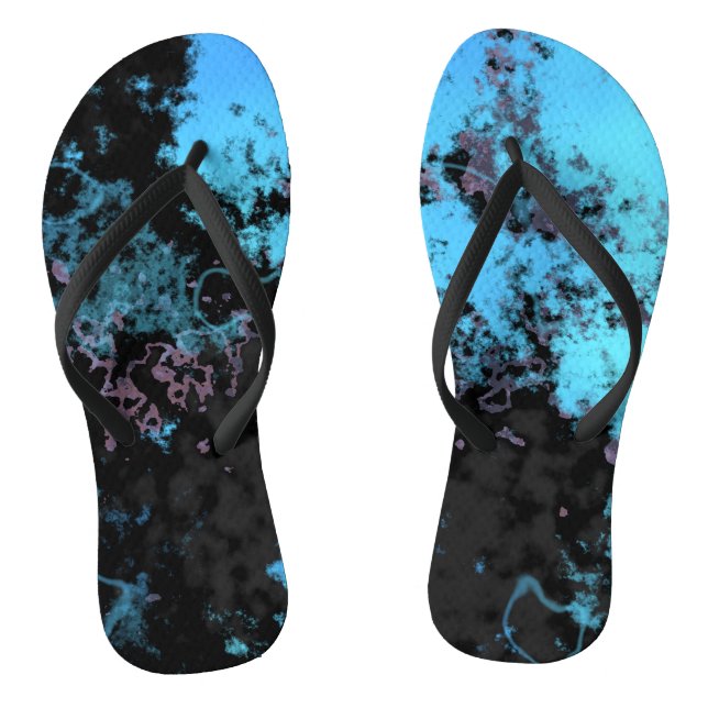 Tongs Marbre Abstrait Bleu, Gris et Violet (Semelle)