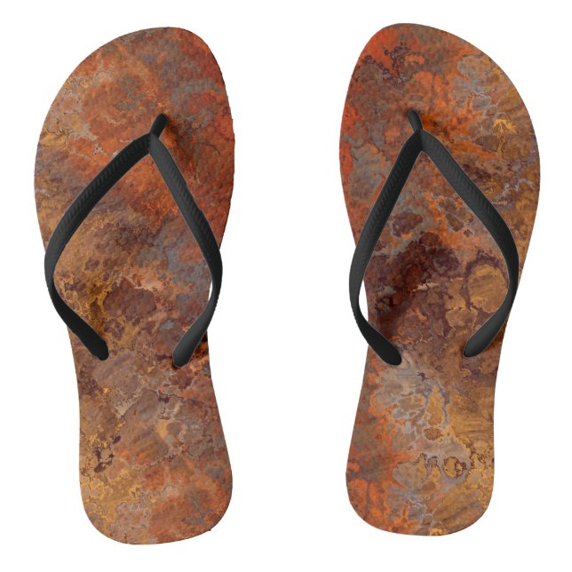 Tongs Marbre Abstrait Or et Rouille (Semelle)