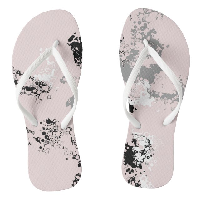 Tongs Marbre Abstrait Rose, Noir et Gris (Semelle)