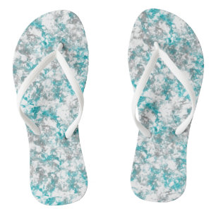 Tongs Marbre gris et blanc turquoise