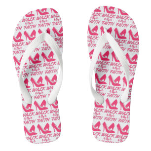 Tongs Marche Par Foi Hot Rose Bible Citation Blanc