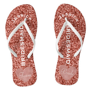 Tongs Mariage de Bridesmaid Beach   Rose de l'équipe