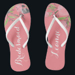 Tongs Mariage personnalisé de la couleur d'eau de la fem<br><div class="desc">Couleur d'eau Bridesmaid mariage personnalisé de la plage avec le nom et le titre de la femme de ménage.</div>